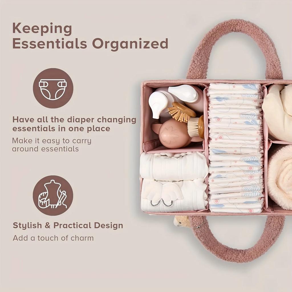 Multi-Purpose Diaper Caddy Organizer-Storage Basket for Diapers Wipes Baby Essentials Changing Table/Car Caddy Baby Shower Gift