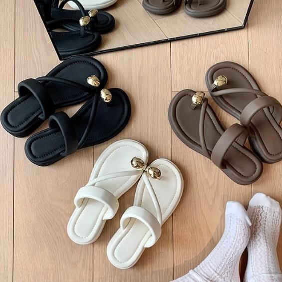 Yuanlitong Sommer neue auf Scheiße treten Gefühl dicksohlige Halb-Mopp Sandalen Damen tragen koreanische Version Zehen vielseitige dicksohlige Sandalen