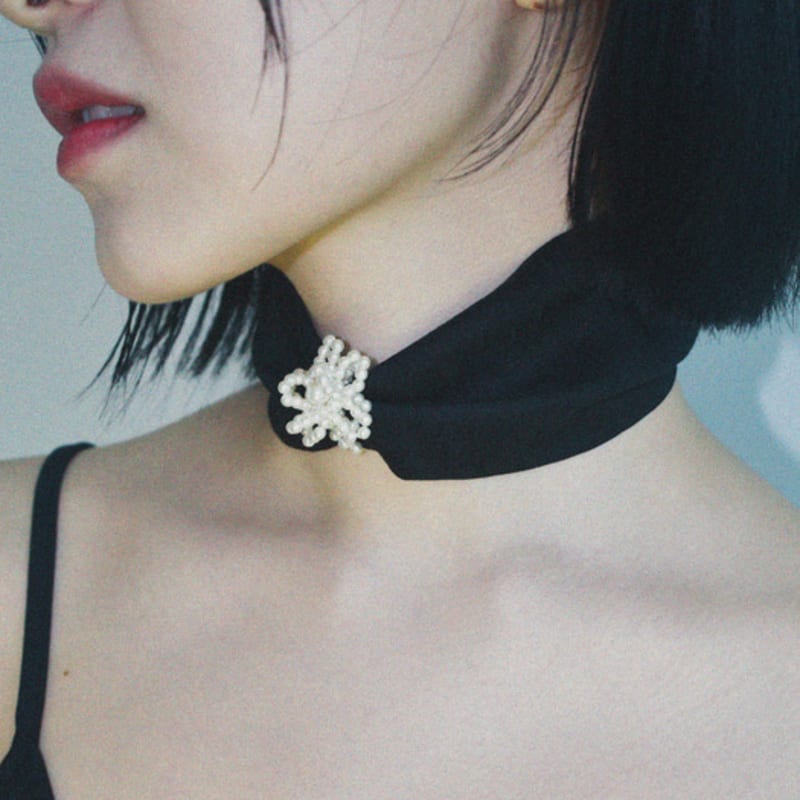usite SCARF FLOWER PEARL NECKLACE (2type)