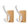 Natural Walnuts Wood Bathroom Hook with Adhesive Backing Easy Install No Holes Space Saving for Decors and Organization