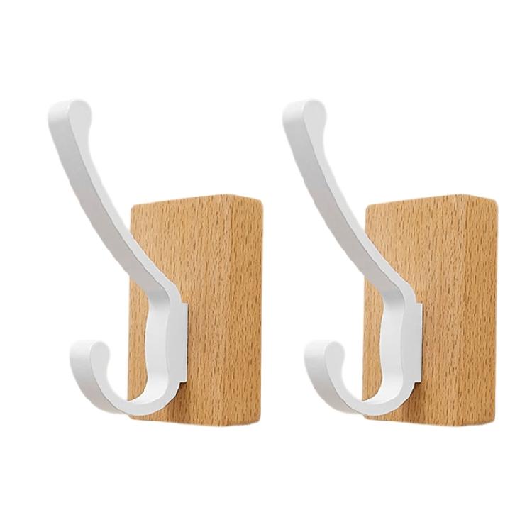 Natural Walnuts Wood Bathroom Hook with Adhesive Backing Easy Install No Holes Space Saving for Decors and Organization