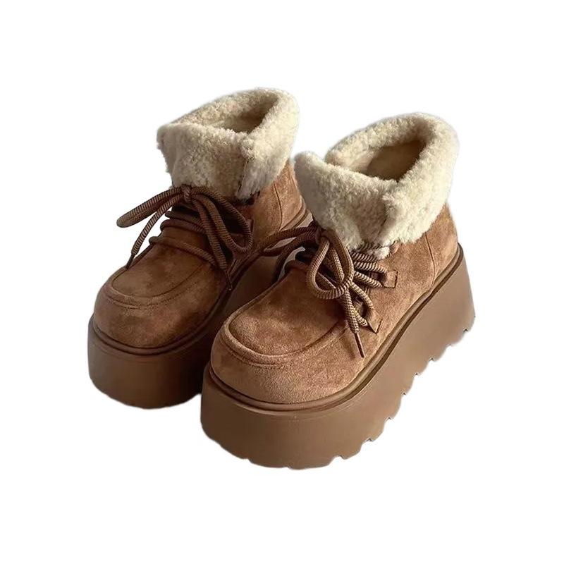 Snow Boots Women's Retro Short-top New Thick-soled, Fleece and Thickened Warm Cotton Shoes