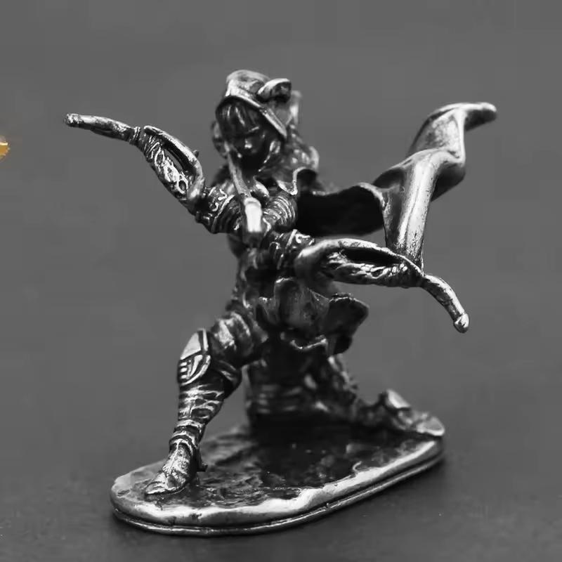 Metal Female Archer Model War Game Figure Desktop Decor Car Interior Ornament Gift for Men Women Paintable Collectibles