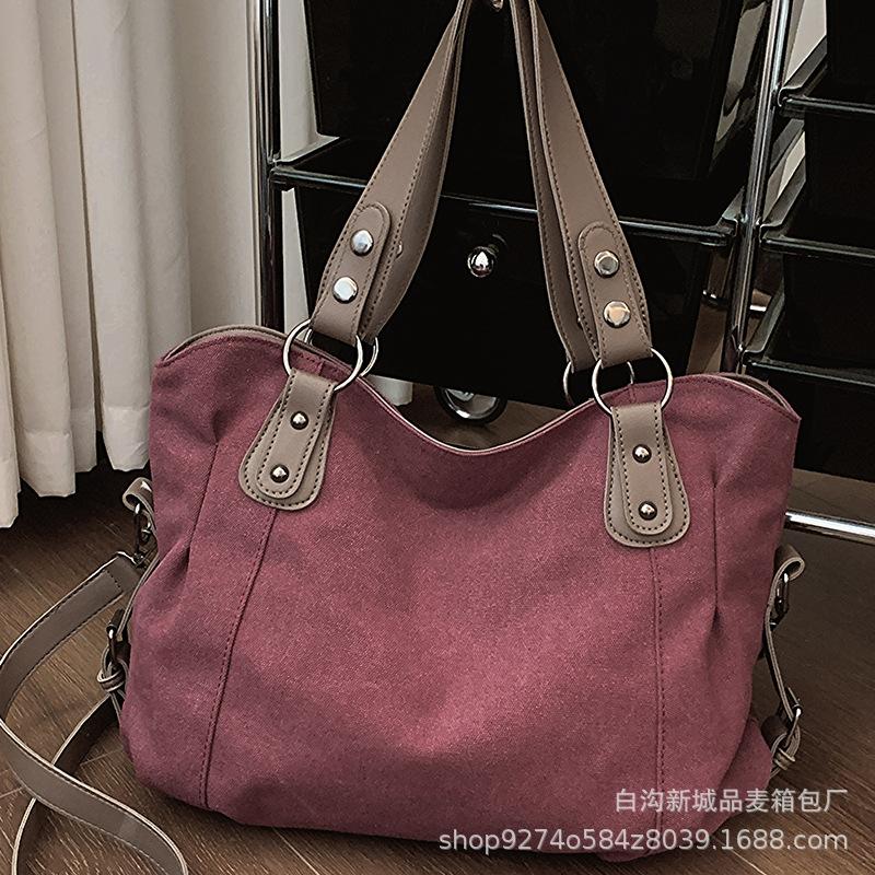 2025 Summer New Women's Bag Fashion Casual Shoulder Bag Women's Large Capacity Tote Bag Canvas Underarm Bag