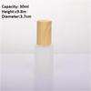 Wood Grain Frosted Glass Bottle with Pump Spray, Refillable Lotion Cosmetic Container for Travel Serum Essentials