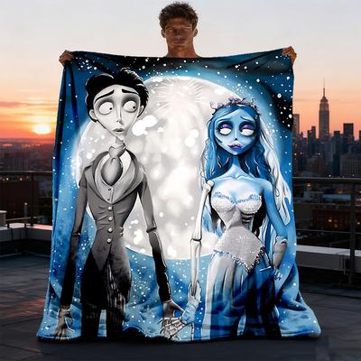 1pc Corpse Bride Outdoor Blanket Lightweight Flannel Throw For Travel, Camping, Livingroom, Couch, Chair Soft