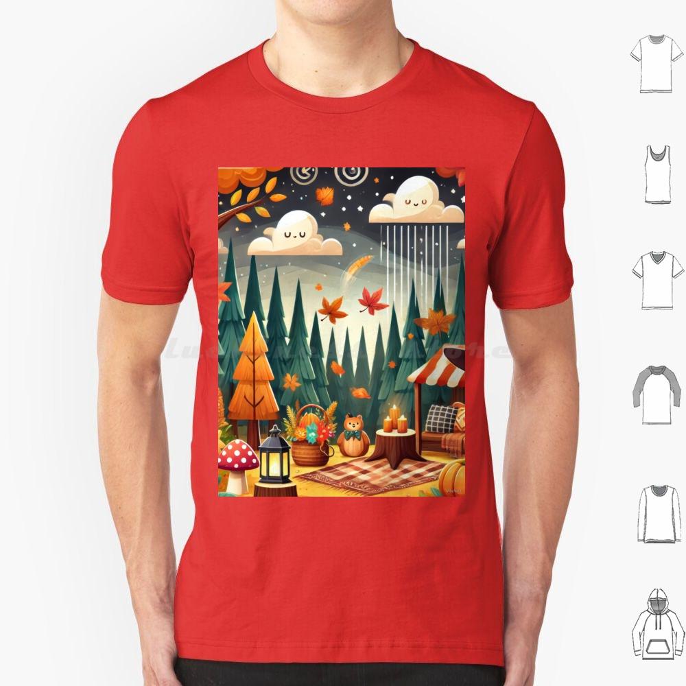 Enchanted Autumn Forest T Shirt Men Women Kids 6xl Autumn Fall Forest Enchanted Whimsical Seasonal Leaves Nature Cozy Cute
