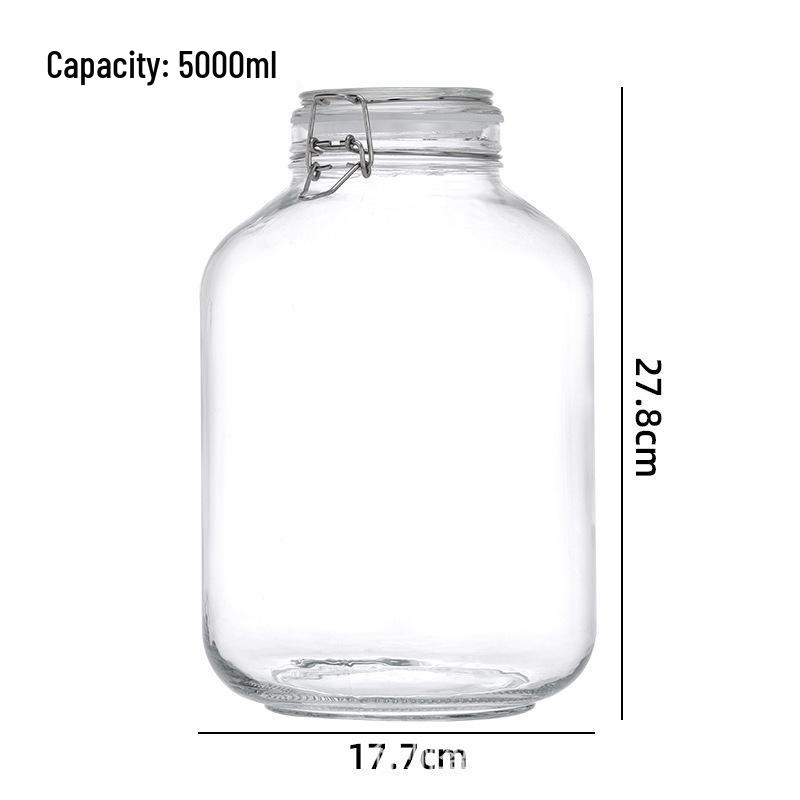 Glass Storage Jar with Stainless Steel Buckle for Tea, Grains, and Cereals