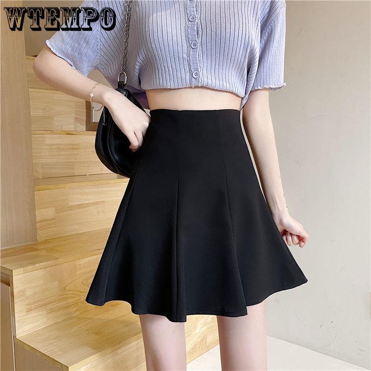Chic Versatile Slim High-waisted Solid Umbrella Skirt Female Spring and Summer Personality Half-body Skirt Temperament A Line Skirt