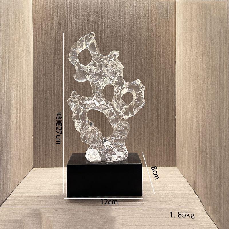 Luxury Black Crystal Base Resin Taihu Lake Stone Figurines Store Office Desk Furnishing Crafts Home room Table Sculpture Decor