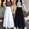 1PC High Waist Skirts Long Skirts A-line Skirts Polyester Chiffon White Elastic Women Vintage