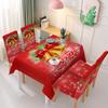 Christmas Printed Tablecloth Chair Covers Set Stretchable Waterproof Festive Dining Decor