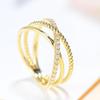 Huitan Fancy Cross Design Women Rings for Wedding Party Gold Color Fashion Versatile Female Accessories Cubic Zirconia Jewelry