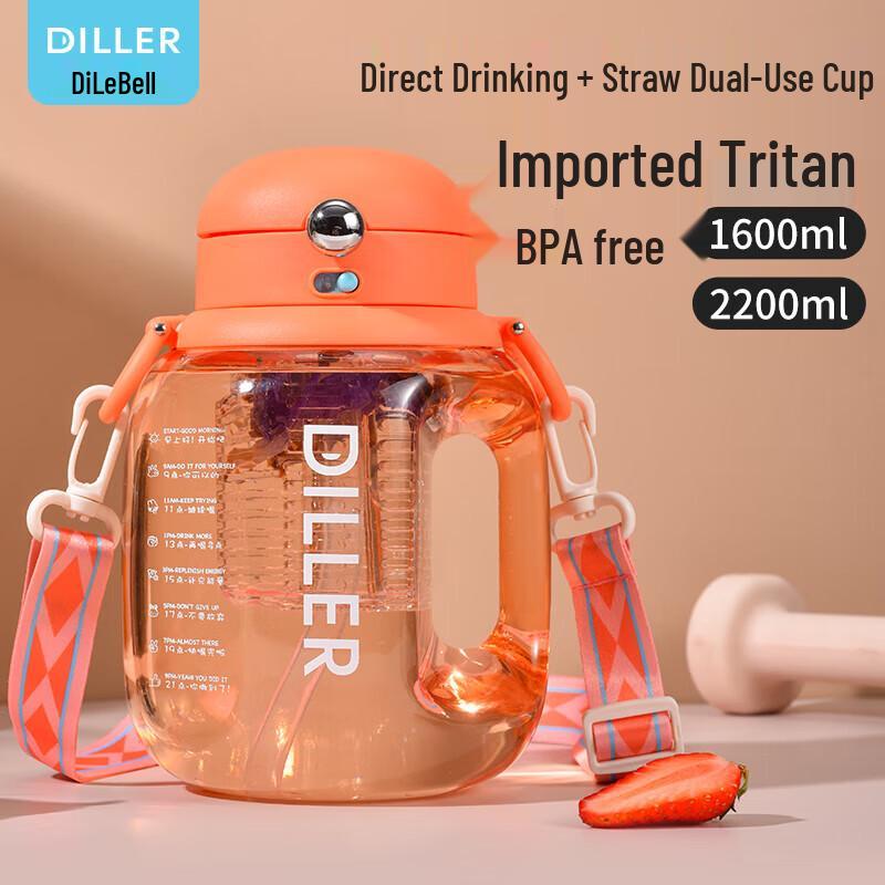 Dileber Tritan Straw Sports Water Bottle