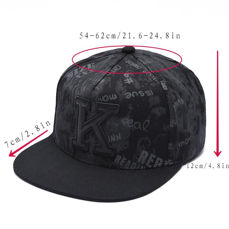 Embroidered Letter Printed Snapback Cap Flat brim Adjustable Sun Protection Baseball Cap For Ladies Men Sport Hiking Hip-Hop Practical Use
