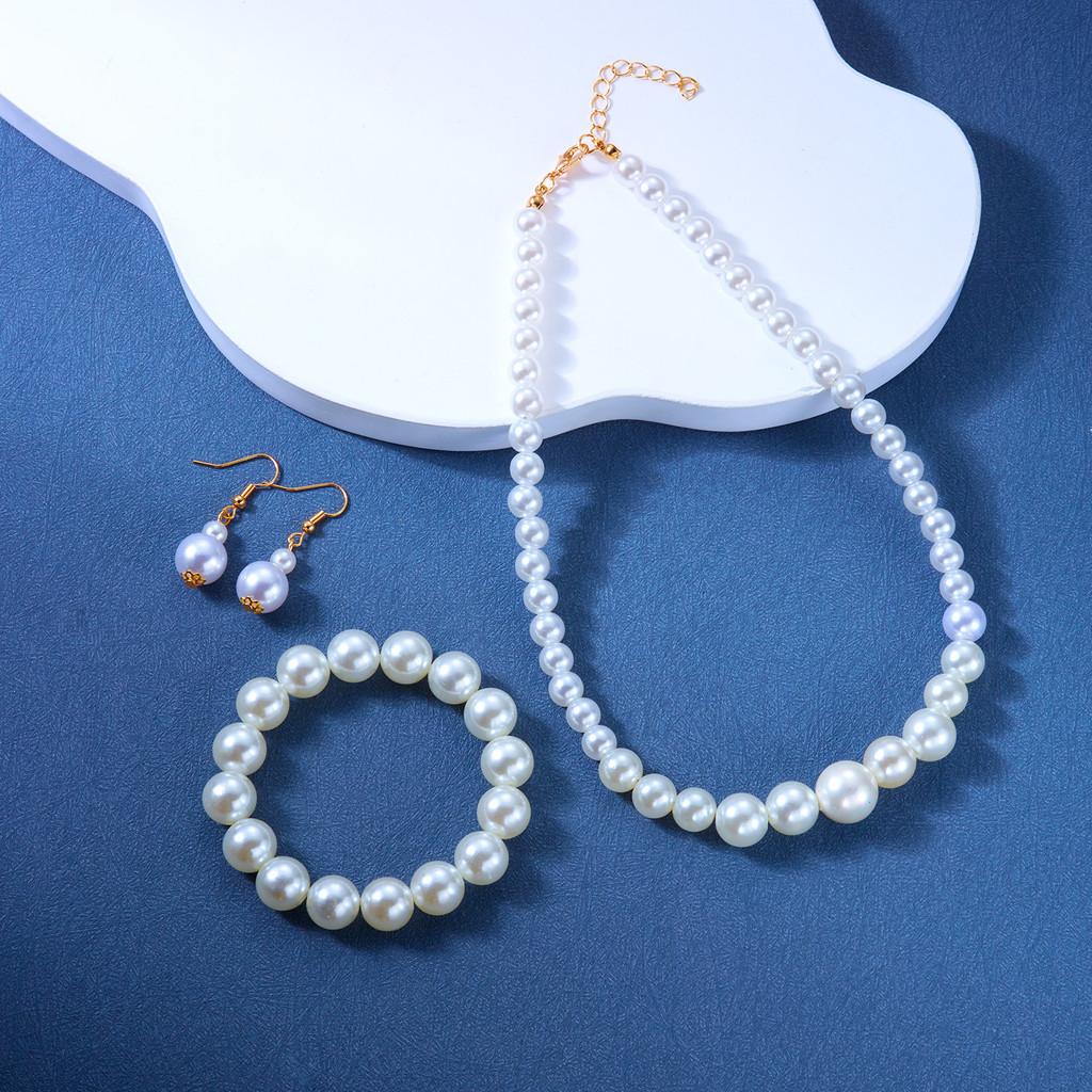 Vintage Elegant Pearl Jewelry Set With Geometric Design For Summer Gift Idea