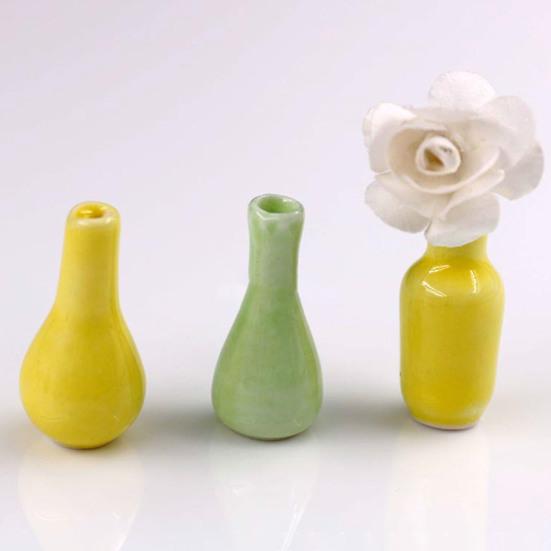 2/3Pcs Mini Ceramic Porcelain Vases Succulent Flower Pots for 45669 Dollhouse