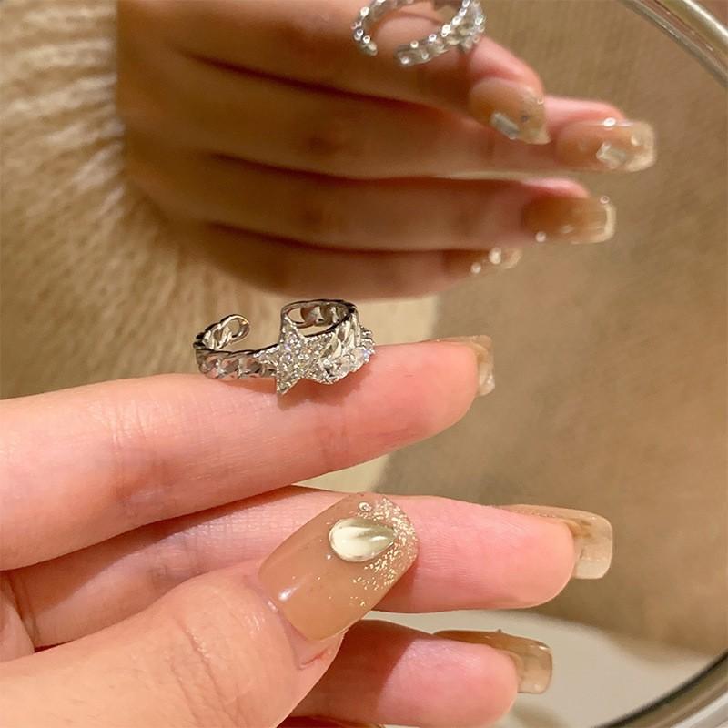 Zircon Black Sophisticated Ring For Women Unique Adjustable Style Geometric