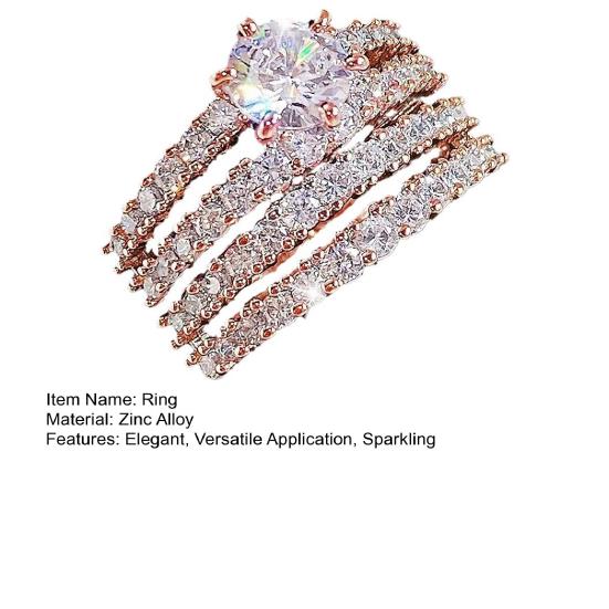 2Pcs Rhinestone Band Rings Women Cubic Zirconia Ring Sparkly Engagement Rings for Stacking Anniversary Wedding Party Wear