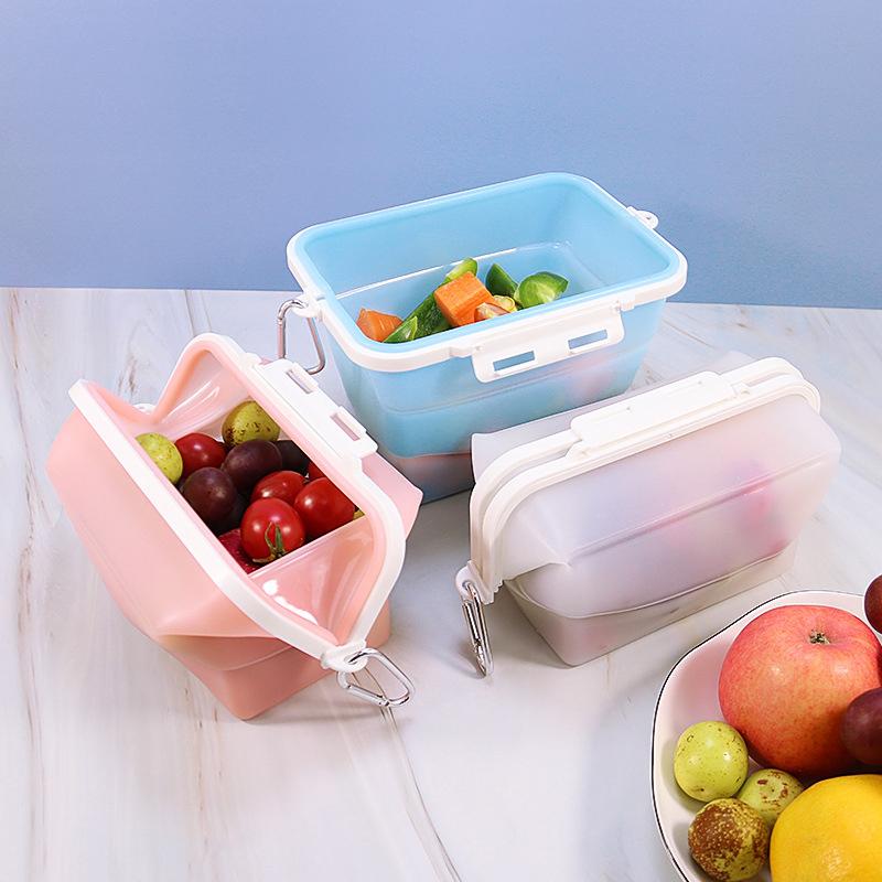 Food Grade Silicone Storage Bag Refrigerator Reusable Preservation Outdoor Travel Fruit Microwave Heating Available Sealed Bags