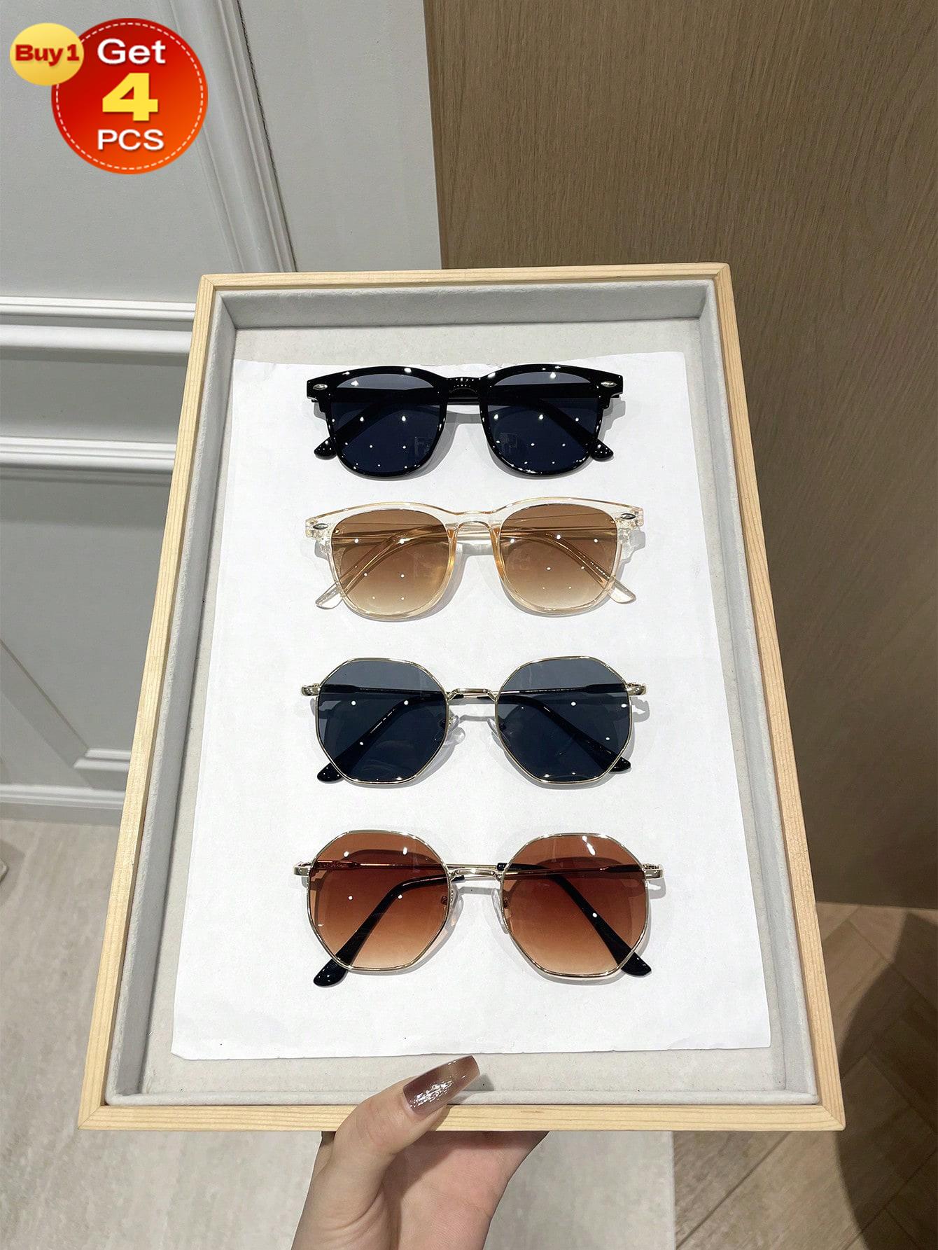 

4 шт. нестандартной оправы для женщин и мужчин, модные очки для повседневного отдыха на свежем воздухе.