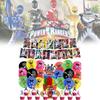 Decorações de Festa de Aniversário dos Mighty Morphin Power Rangers Com Balões de Tema Dinossauro E Bandeirinhas de Bolo Para Meninos