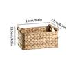 Handmade Woven Storage Box Handle Kitchen Sundry Organizer Laundry Basket Rectangular Closet Organizer Picnic Basket