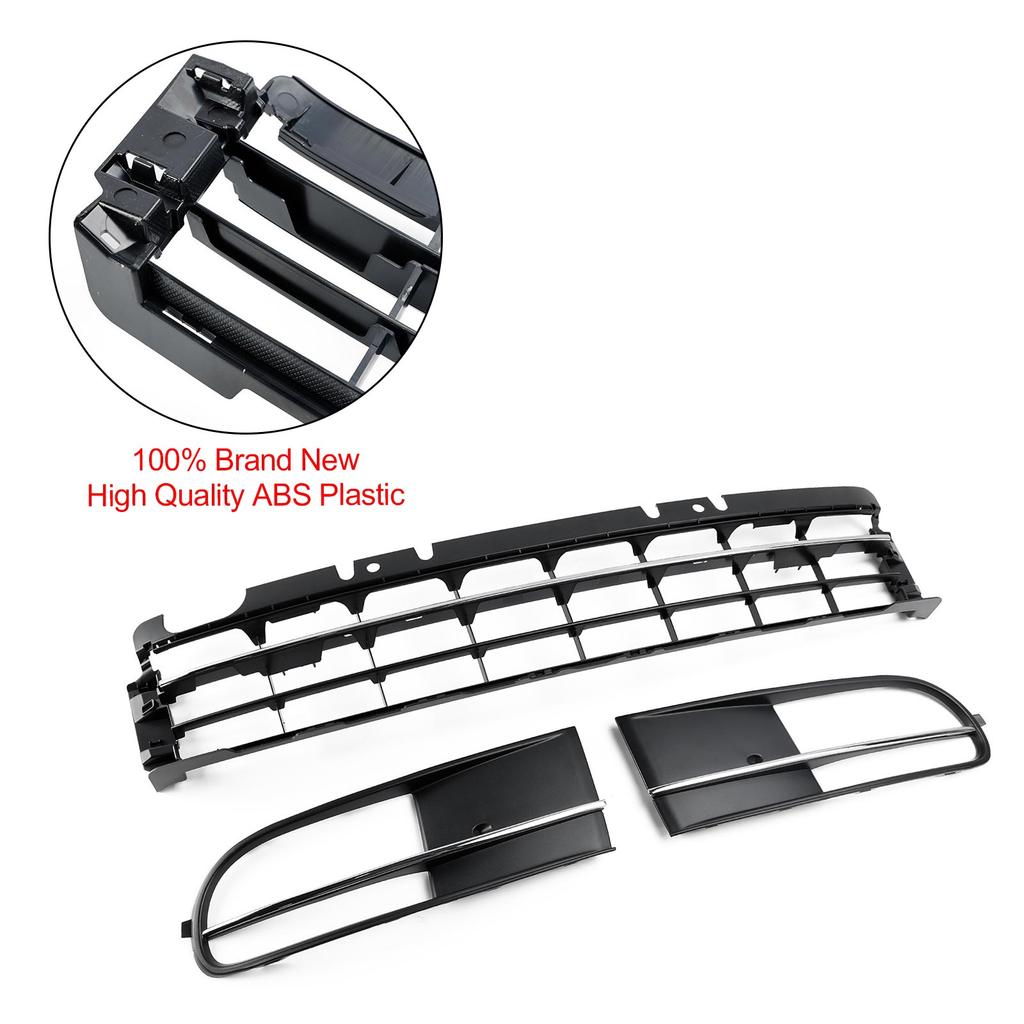 Front Bumper Lower Grille + Fog Light Grill Fit VW Beetle 2012-2016 W/ Chrome