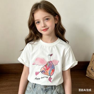 Childrens Roundneck Shortsleeved Tshirt A New Summer Cartoon Threedimensional Cute Halfsleeved Childrens Top Modal Fabric