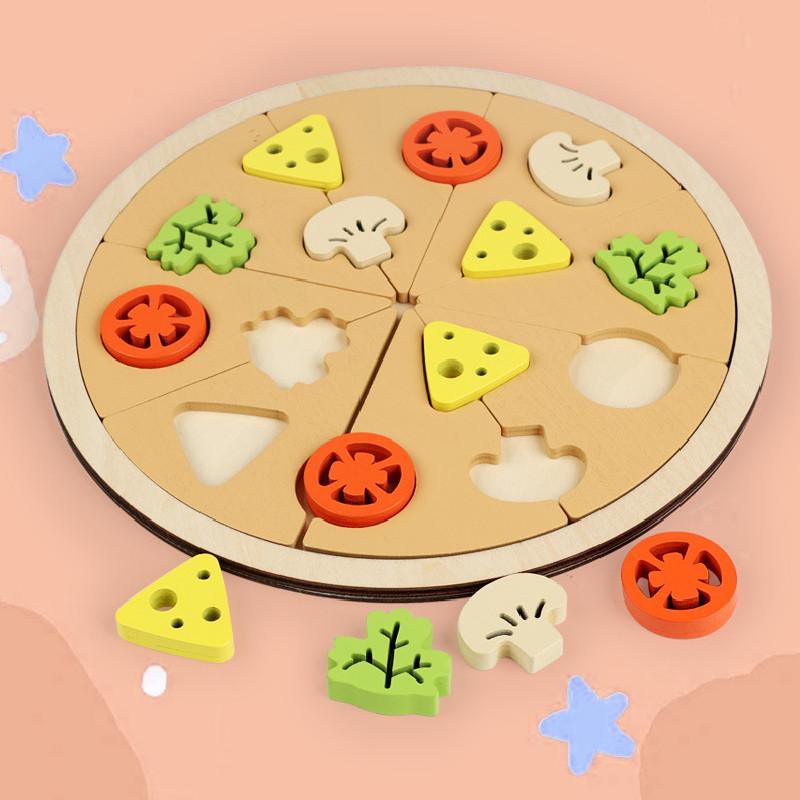 Wooden Simulation Single And Multi Layer Vegetable And Fruit Pizza Children Toy For Imaginative Play And Parentchild Interaction
