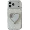 Rhinestone Heart Luxury Makeup Mirror Phone Case for iPhone 17/16 Pro Max/15/14