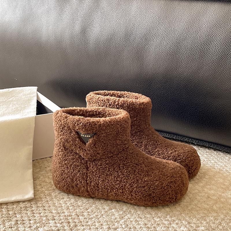 

Women s thick bottom plush upper winter lightweight warm anti cold padded snow boots non-slip wear casual sneakers cotton shoes 40 темно-коричневого кольору