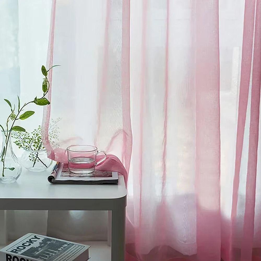 1/2Pcs Rod Pocket Thin Window Curtain Door Drape Shades  Living Room Bedroom Kitchen Decoration