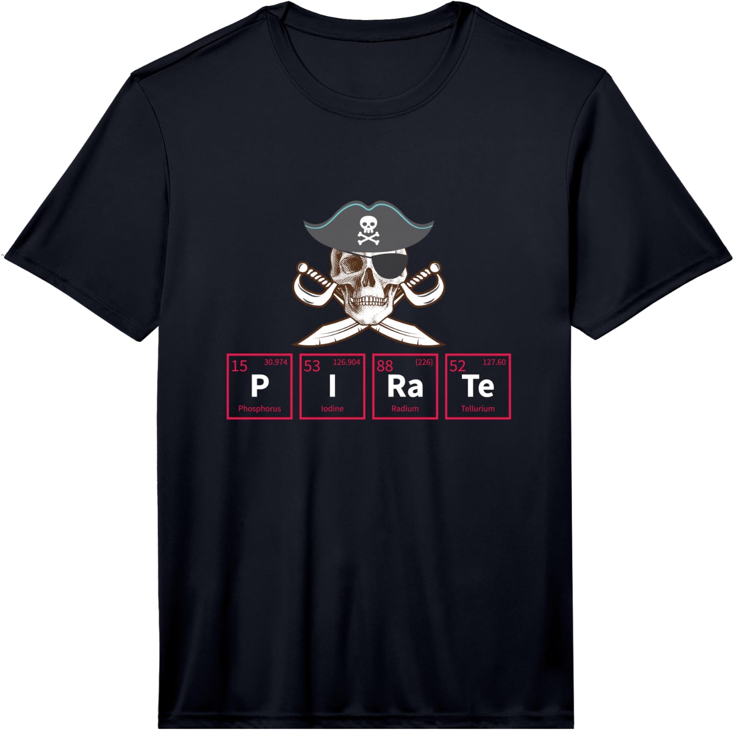 Funny Pirate Periodic Table Chemistry Fun Performance Unisex T-Shirt M