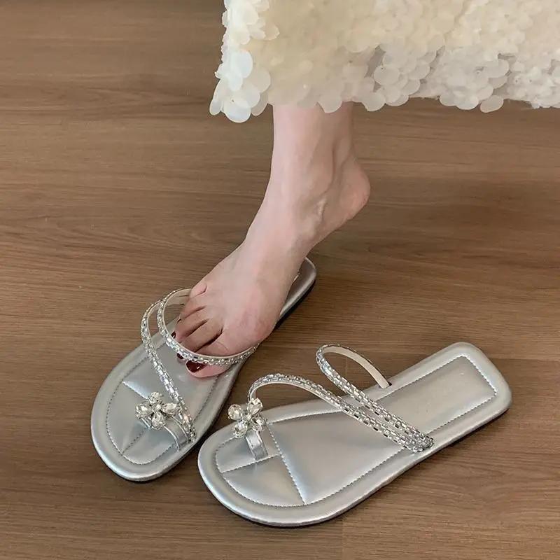 Fashion Woman Slippers Outside Rhinestone Shoes for Women Elegant and Fashionable Pvc Sandals Wholesale Casual Unique Original 39 Slides