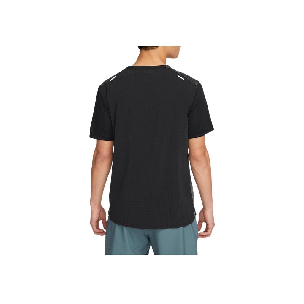 Nike Color Block Running Training Breathable Crew Neck Short Sleeve Tee Men Tops Black Grey DM4647-010