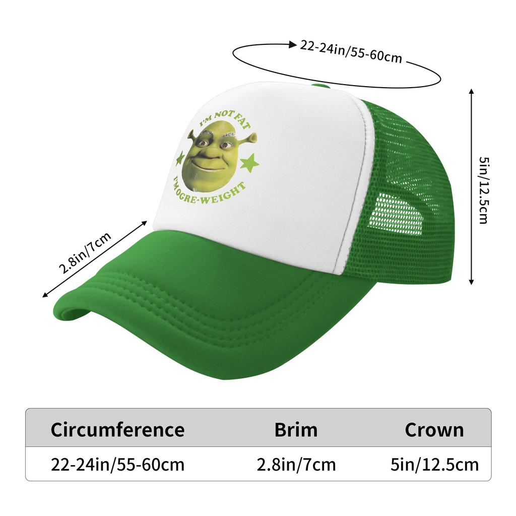 Funny Green Meme Swamped Shrekes Vintage Cartoon Mesh Sun Cap Outfit for Men Women Adjustable Baseball Cap Mesh-Back Summer