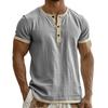 Men's Breathable Solid Color Pleated T-shirt Men's Casual Contrast Color Short Sleeve T-shirt