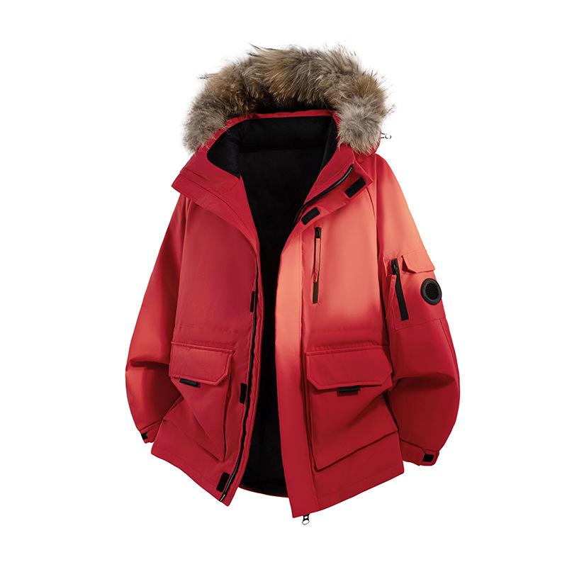 Parka d'hiver haut de gamme unisexe avec capuche et col en fourrure – Veste de ski style montagne trois-proofs