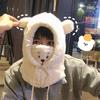 Winter Cartoon Hat With Mask Bear Lamb Beanie Hats Warm Thickened Ear Protection Beanies For Women Girl Scarf Hat