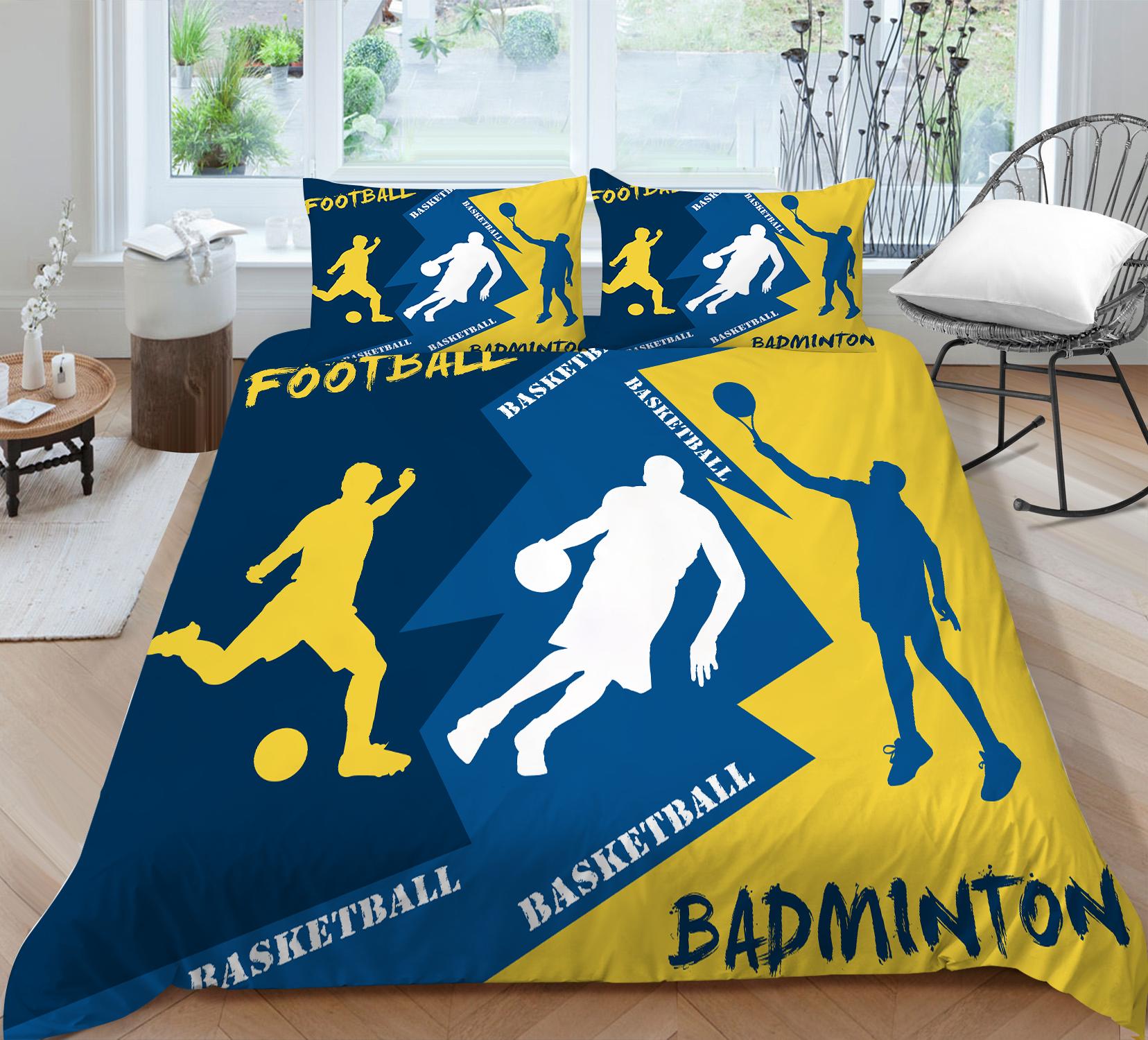 3D футбольное постельное белье, полноразмерное спортивное футбольное покрывало, комплект из микрофибры с молнией, моющееся мягкое украшение для дома Baby 100x135cm