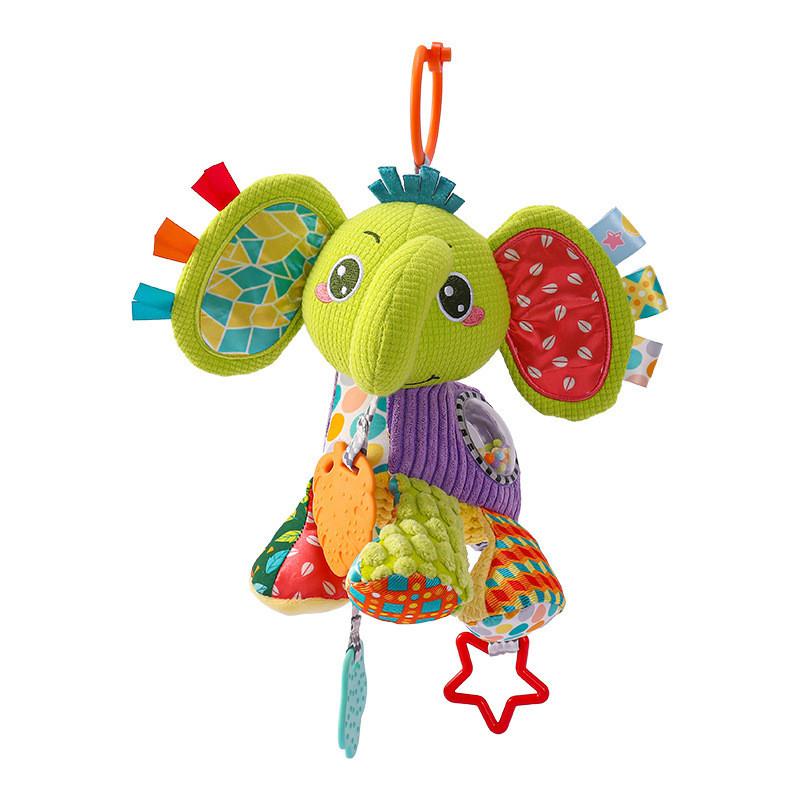 Baby Elephant Stroller Hanging Toy With Rattle And Music For Visual And Auditory Development