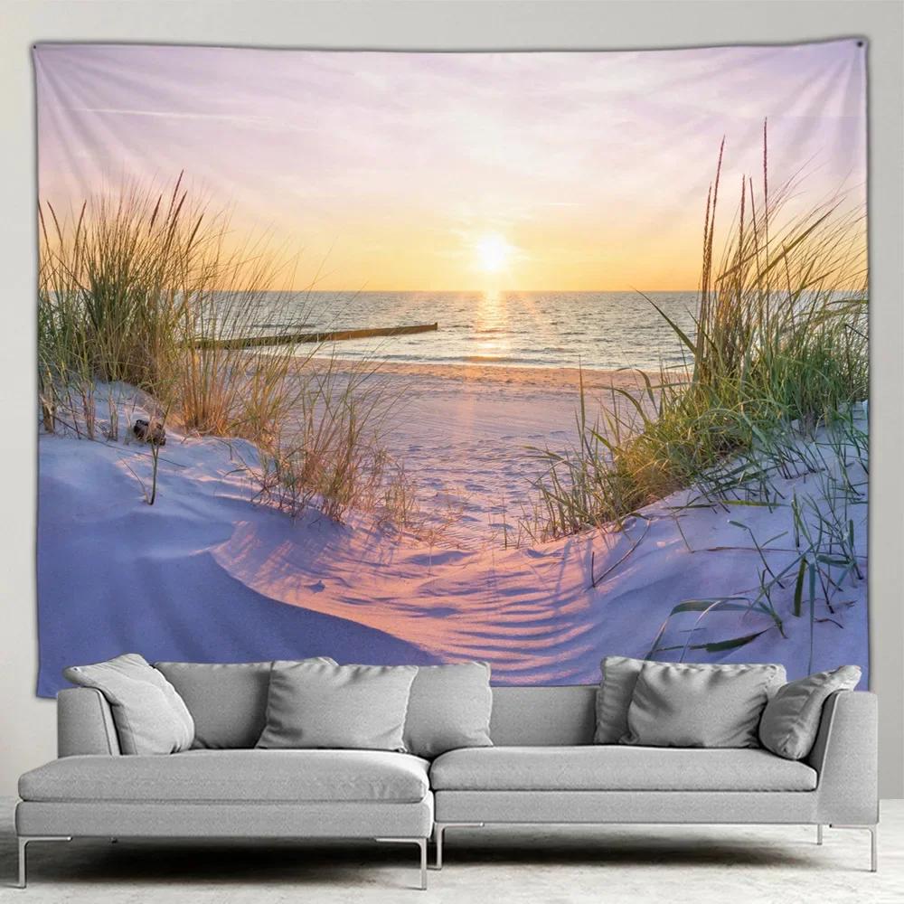 HD-Ocean Landscape Tapestry, Beach Wall and Palm Tree Art for Living Room, Bedroom or Outdoor Home Decor