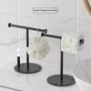T-Shape Towels Bar Rack For Bathroom Vanity Countertop Black Carbon Steel Stable Free-Standing Towel Bar Vertical  Towel Holder