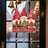 Santa Claus Wall Ornament Merry Christmas Wooden Door Hanging Sign with Bells, Rustic Snowman Black Cat Xmas Window Hanger Tree Reindeer Decorative