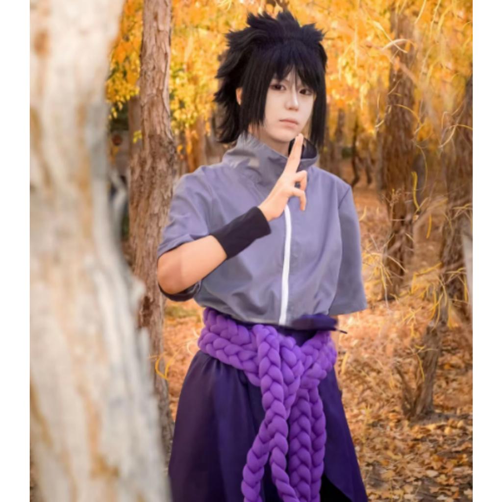 Anime Uchiha Sasuke Cosplay Kostým top kalhoty pásek Cos Konvent dárek pro dospělé Unisex verze