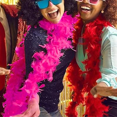 Turkey Feather Boas Fluffy Feather Boa Scarf with Heart Shaped Rimless Sunglasses Halloween Christmas Costume Accessory for Women Girls