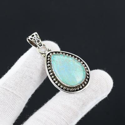 Blue Triplet Fire Opal Gemstone Handmade 925 Sterling Silver Jewelry Pendant Blue Triplet Fire Opal Gemstone Pendant For Gifts