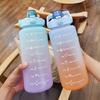 Gradient Two-Color Large Capacity Fitness Straw Cup - Portable Handheld Water Bottle with Scale