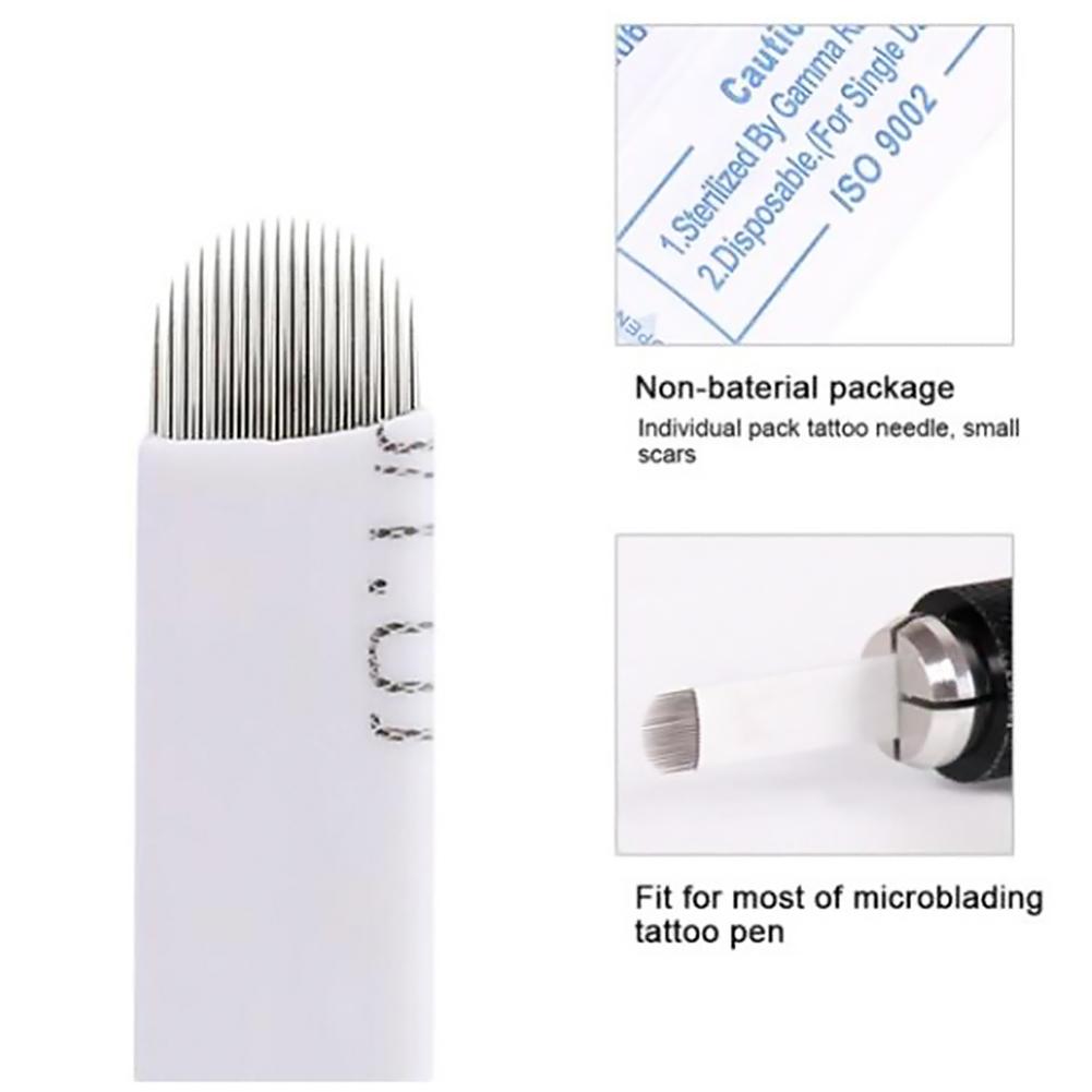 50Pcs Set Curved 18 Needle Semi Permanent Fog Eyebrow Microblading Blade Makeup Needles